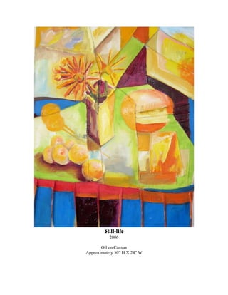 Still-life
           2006

       Oil on Canvas
Approximately 30” H X 24” W
 