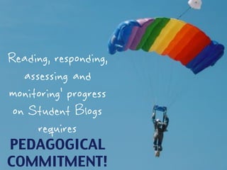 Reading, responding,
assessing and
monitoring’ progress
on Student Blogs
requires
PEDAGOGICAL
COMMITMENT!
 