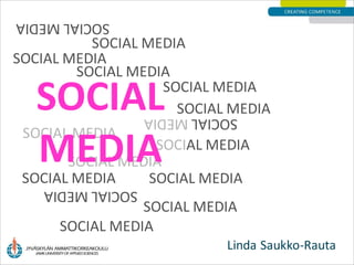 SOCIAL MEDIA
          SOCIAL MEDIA
SOCIAL MEDIA
        SOCIAL MEDIA

  SOCIAL           SOCIAL MEDIA
                     SOCIAL MEDIA
                  SOCIAL MEDIA
 SOCIAL MEDIA
  MEDIA           SOCIAL MEDIA
       SOCIAL MEDIA
 SOCIAL MEDIA    SOCIAL MEDIA
   SOCIAL MEDIA
                SOCIAL MEDIA
     SOCIAL MEDIA
                            Linda Saukko-Rauta
 