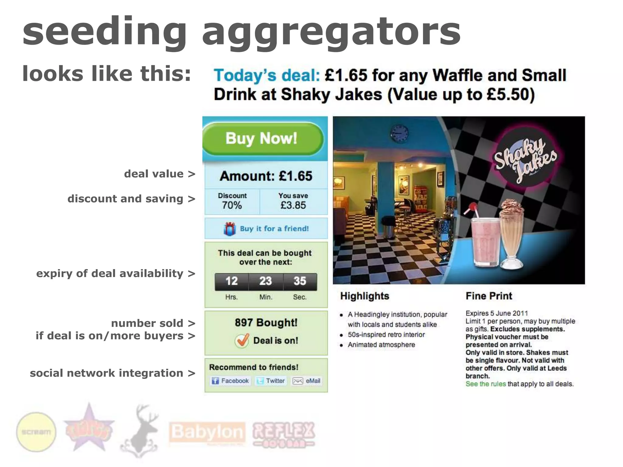 facebookfacebook deals and check-ina number of venues currently offer the ability to check-in via facebook:this shows up in news feeds of facebook and was viewable by 800 friends.  