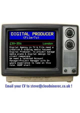 Creative Digital Producer £30-35k - TV & Film Advertising - London 