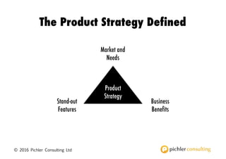 © 2016 Pichler Consulting Ltd
The Product Strategy Defined
Market and
Needs
Product
Strategy
Business
Benefits
Stand-out
Features
 