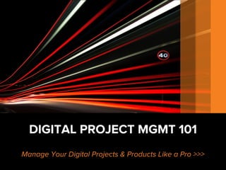 DIGITAL PROJECT MGMT 101
Manage Your Digital Projects & Products Like a Pro >>>
 