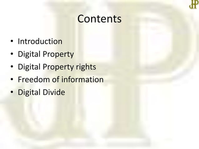 Digital property rights | PPTX | Data Storage and Warehousing | Computing