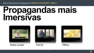 Brand Advertising Engagement: MARTHA STEWART / MSLO
Propagandas mais
Imersivas
22
Estée Lauder Fed Ex Tiffany
 