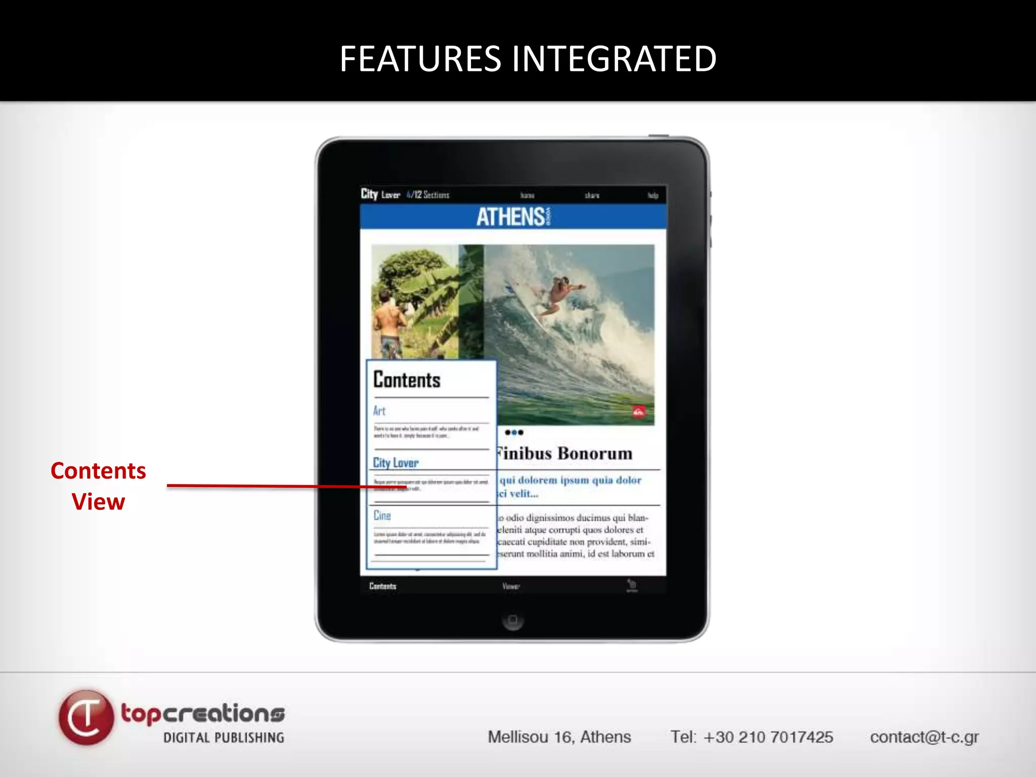 FEATURES INTEGRATED ContentsView