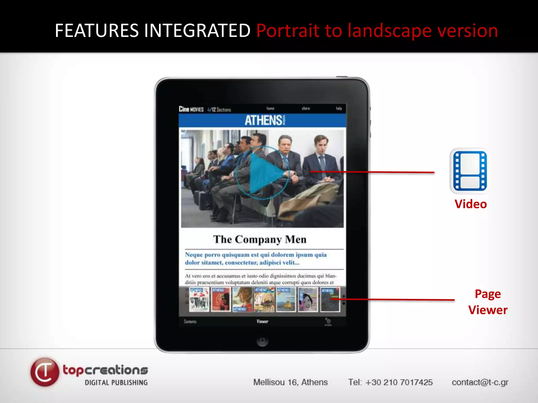 FEATURES INTEGRATED Portrait to landscape versionVideoPage Viewer