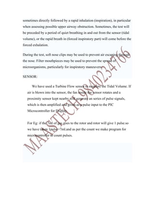 BIOMEDICAL PROJECT ABSTRACT-Digital pulmonary function test spirometry ...