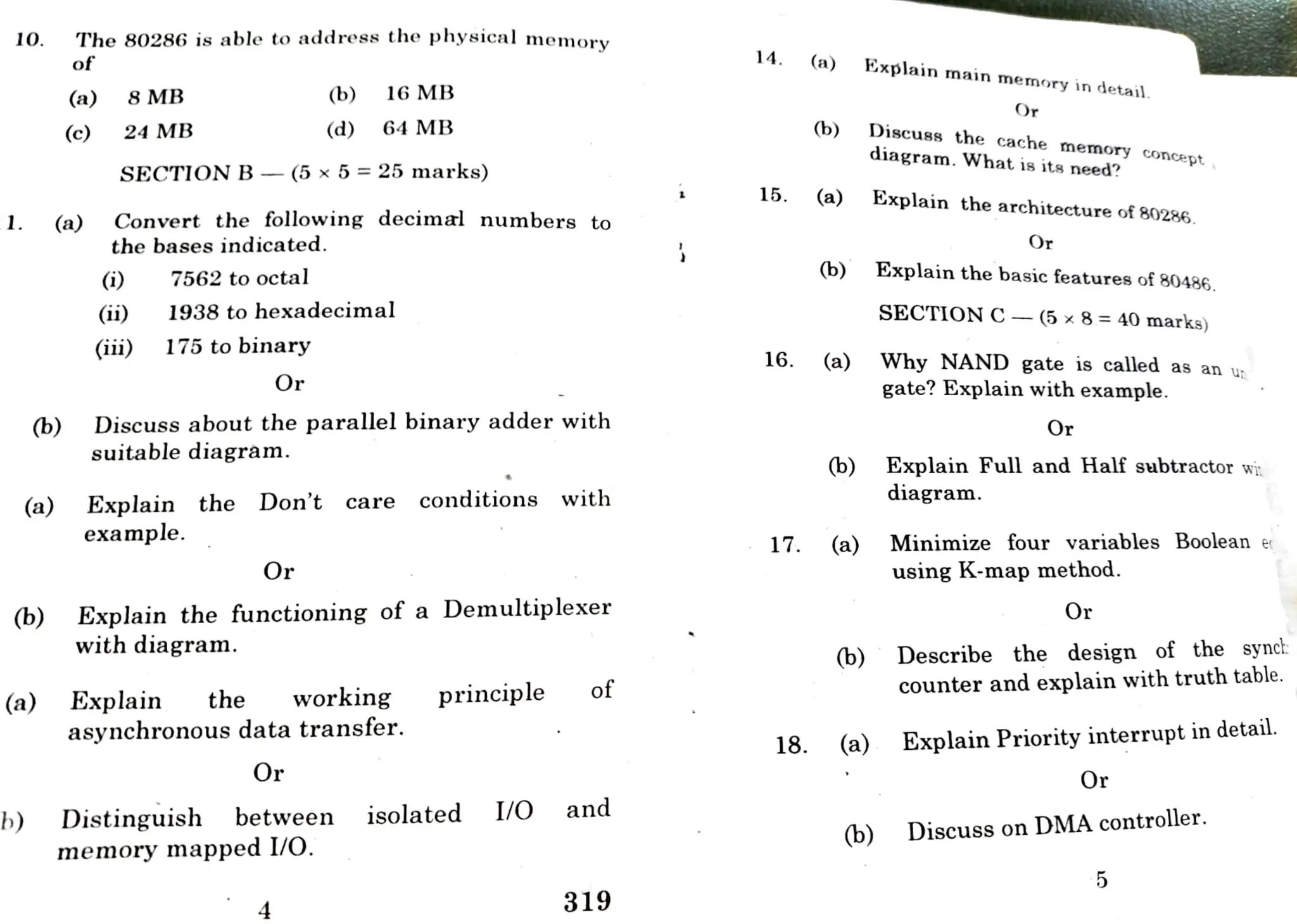 Digital Old Question Paper for Reference (Bharathiyar University) | PDF