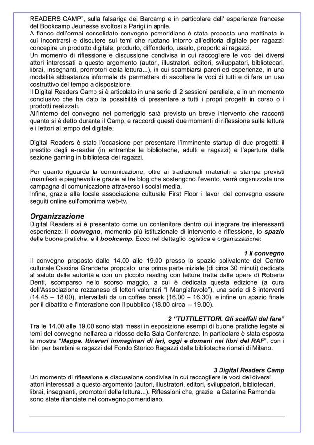 Digital readers4 il progetto | PDF