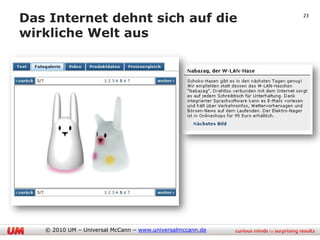 Das Internet dehnt sich auf die                            23


wirkliche Welt aus




   © 2010 UM – Universal McCann – www.universalmccann.de
 