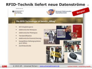 RFID-Technik liefert neue Datenströme                      30




   © 2010 UM – Universal McCann – www.universalmccann.de
 