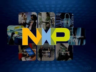 Advertising    Retail    Security




eGov
                                           Identification




        Mobile       Access
       Payments                Transport
                     Control
 