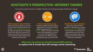 48
HOOTSUITE’S PERSPECTIVE: INTERNET THEMES
Click here to watch our Social Trends 2018 webinar
to explore the 5 trends tha...
