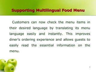 Digital Restaurant Menu | PPT