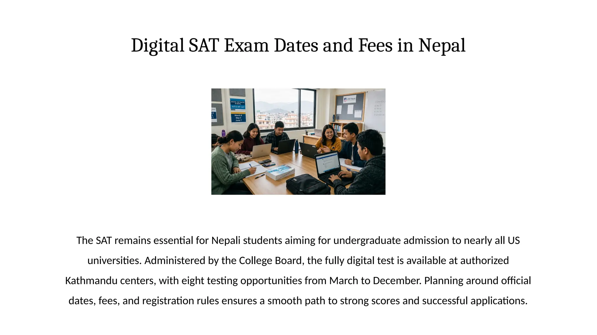Digital SAT in Nepal 2026 - Exam Dates and fees