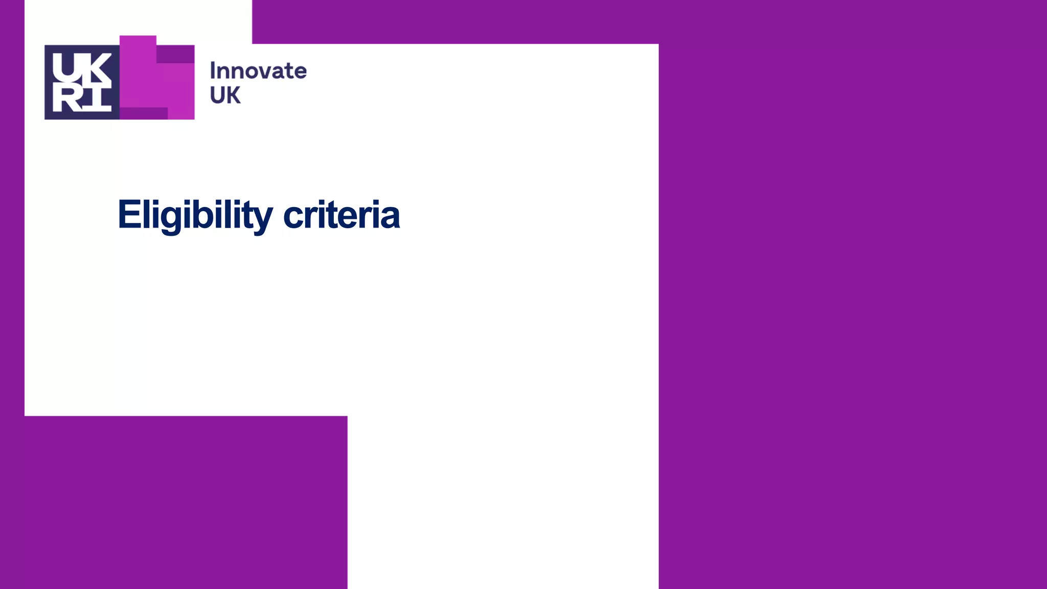 Eligibility criteria
 