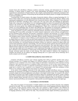 Digital self efficacy and language learning enhancement in an online ...
