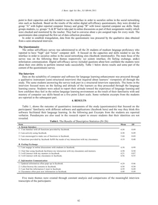 Digital self efficacy and language learning enhancement in an online ...