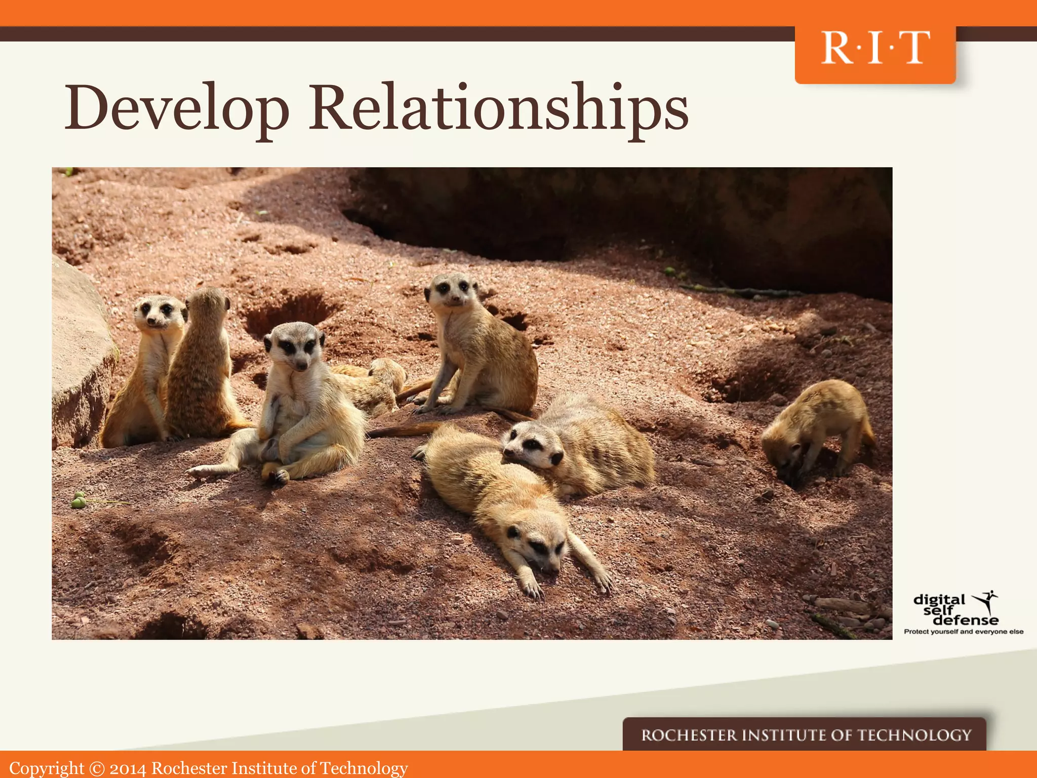 Copyright © 2014 Rochester Institute of Technology
Develop Relationships
 