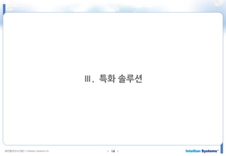 ㈜인텔리안시스템즈 ⓒIntellian Systems Inc. ● ●14
Ⅲ. 특화 솔루션
 