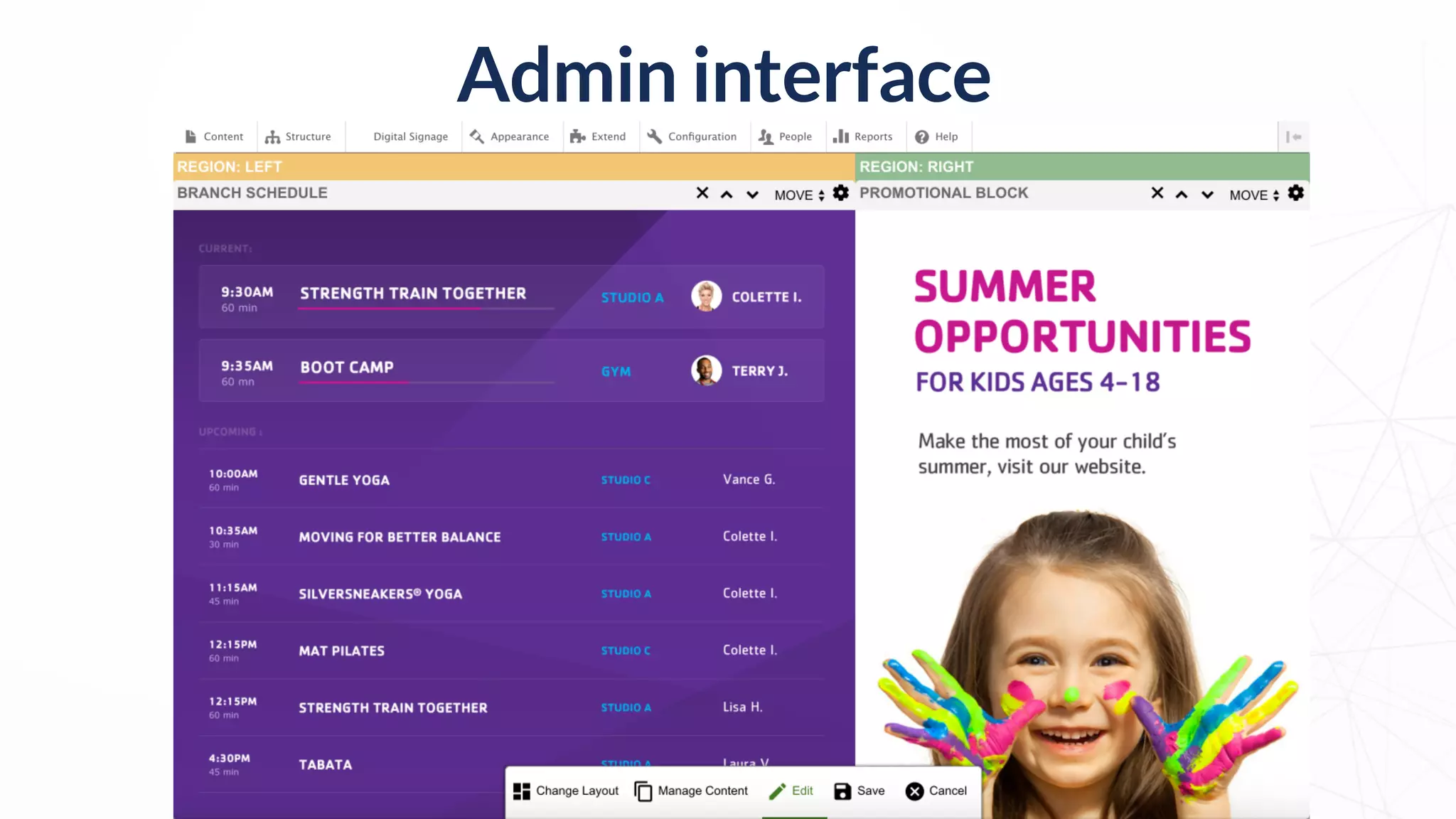 Admin interface
 