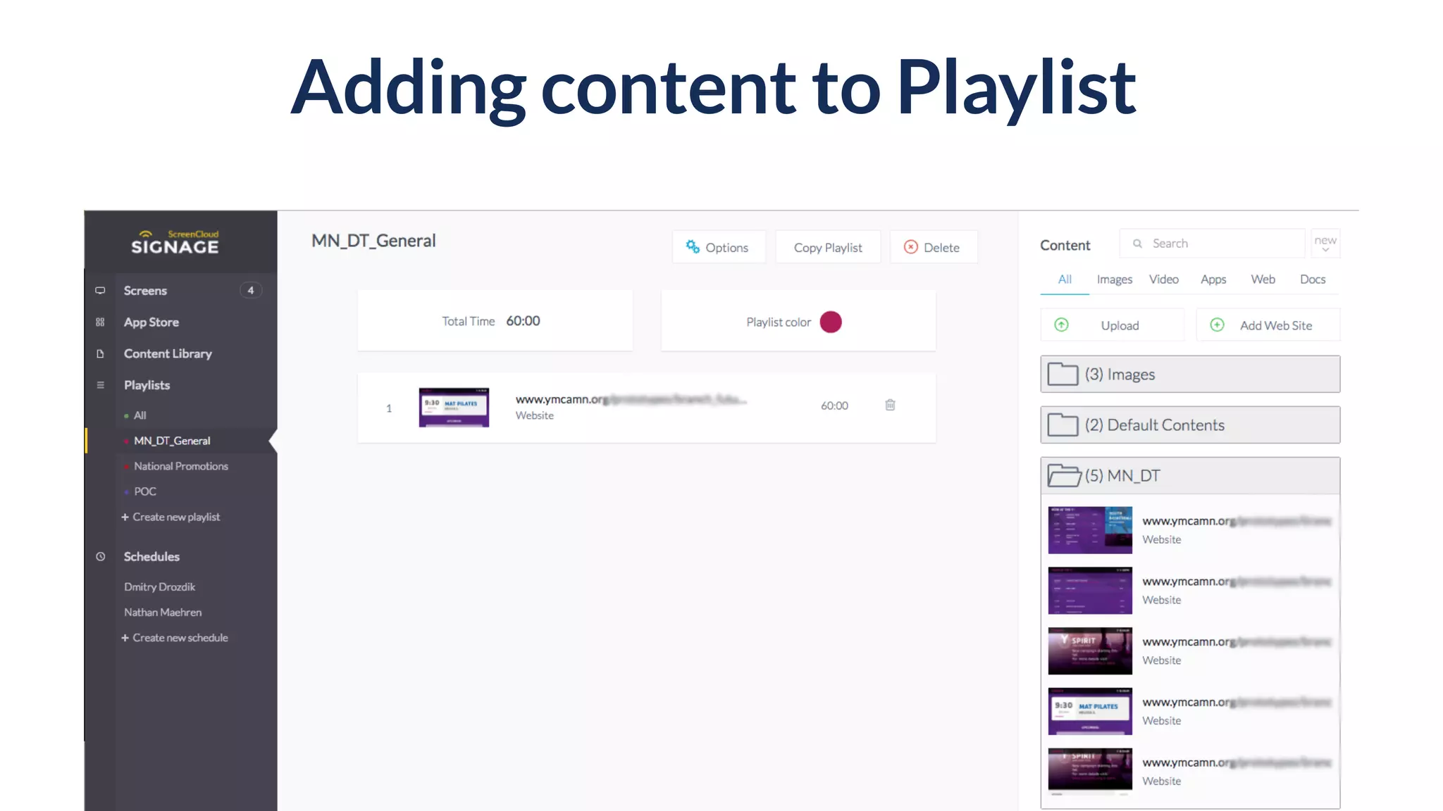 Adding content to Playlist
 