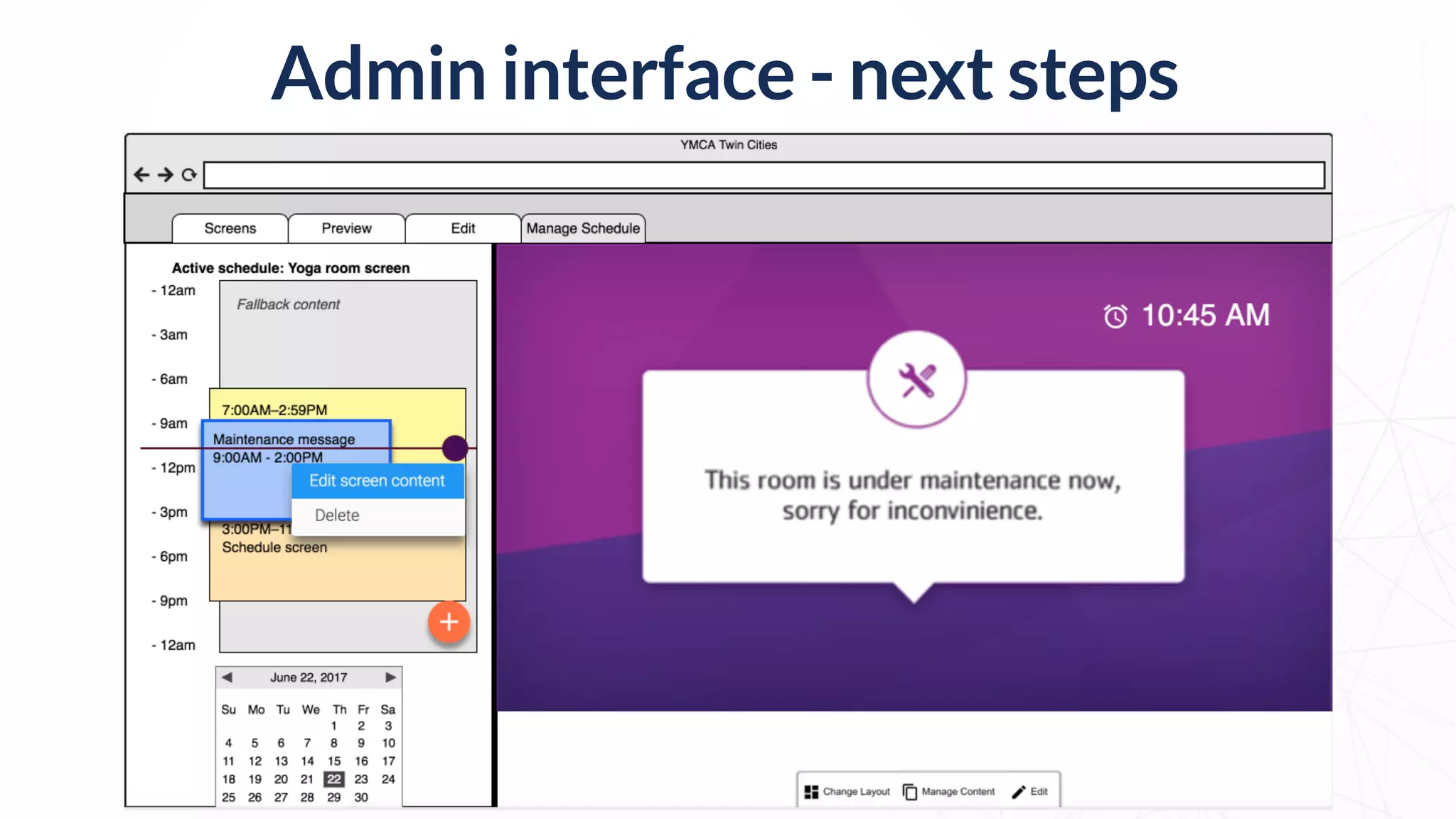 Admin interface - next steps
 