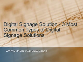 Digital Signage Solution - 3 Most Common Types of Digital Signage Solutions www.MVIXDigitalSignage.com 
