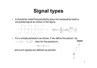 Signal types
15
• A periodic signal is one that repeats itself in time and is a
reasonable model for many real processes, ...