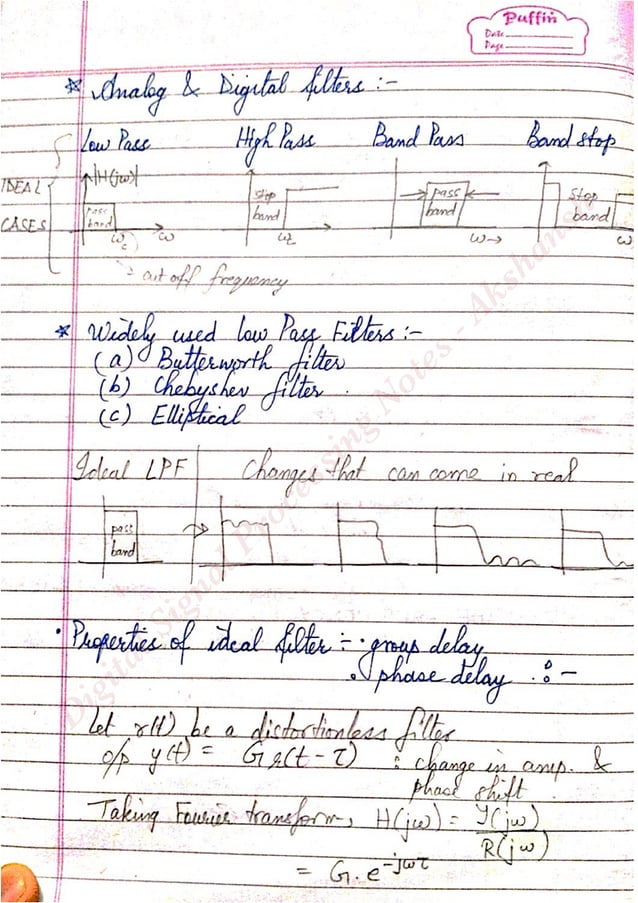 Digital signal processing notes Akshansh