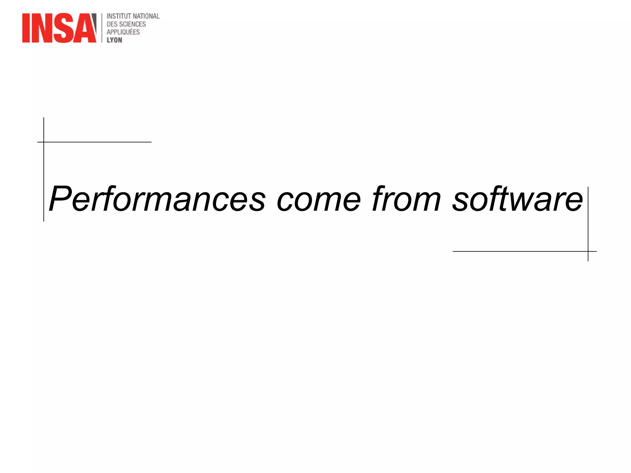 Performances come from software
 