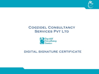 Cogzidel Consultancy Services Pvt Ltd DIGITAL SIGNATURE CERTIFICATE 