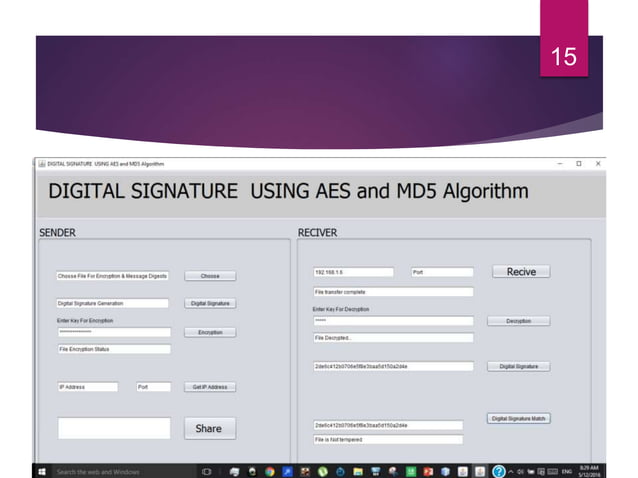 Digital signature using AES and md5 alorithm | PPT