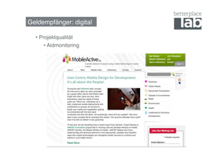 Geldempfänger: digital!

  •  Projektqualität!
       •  Aidmonitoring!
 