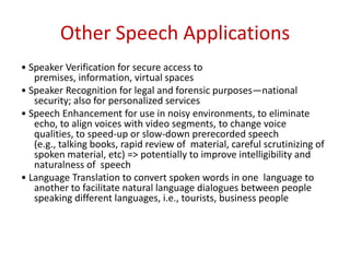 Digital speech processing lecture1 | PPTX