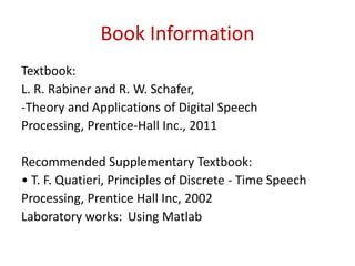 Digital speech processing lecture1 | PPTX
