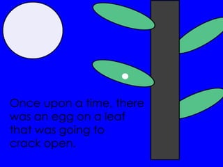 Once upon a time, there was an egg on a leaf that was going to crack open.