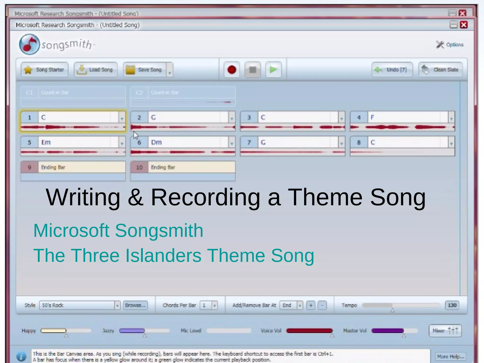 Writing & Recording a Theme Song Microsoft Songsmith The Three Islanders Theme Song 