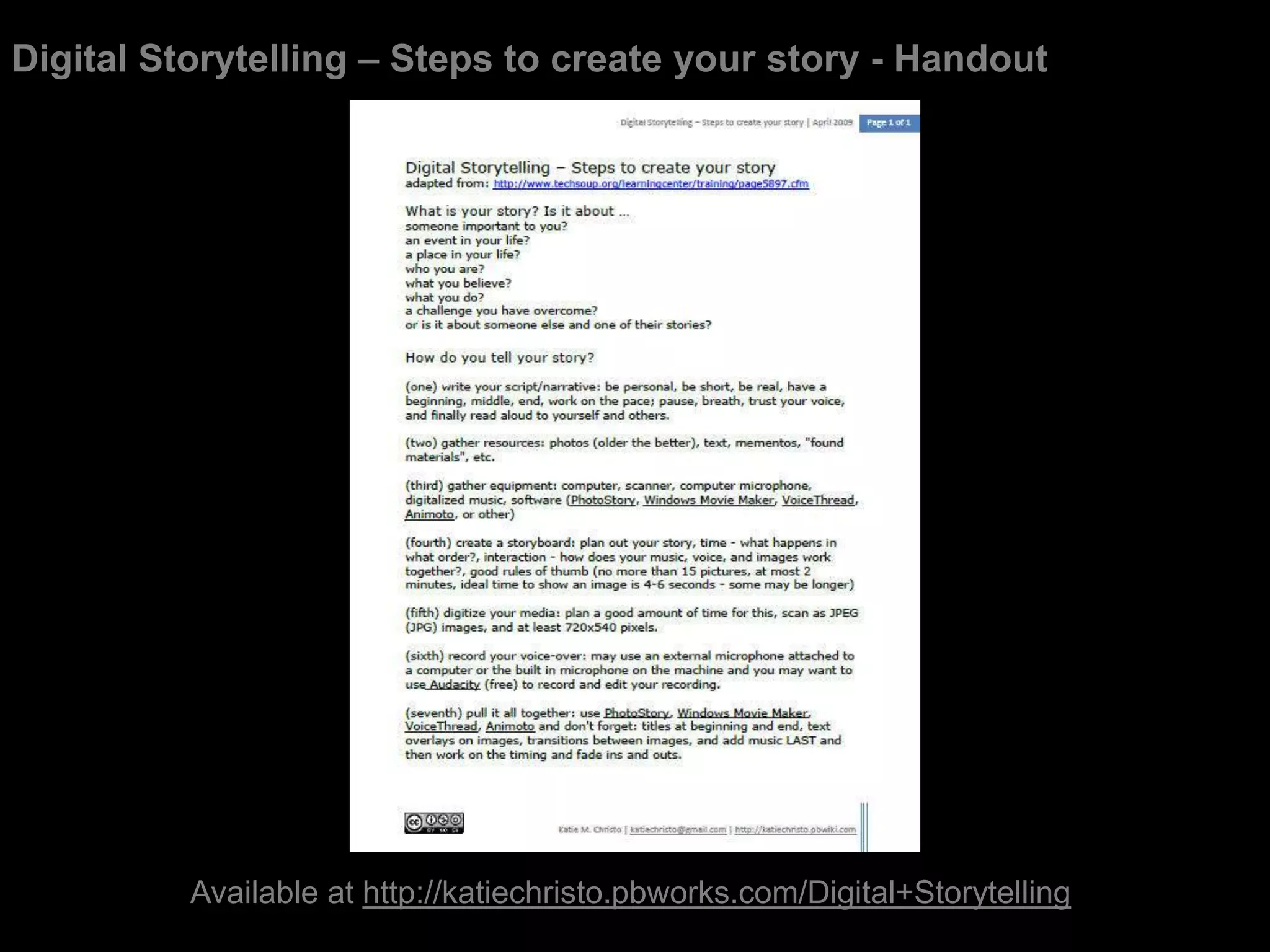 Digital Storytelling 2009