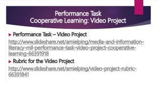 Performance Task Video Media and Information Literacy (MIL) - 6. Media and Information ...