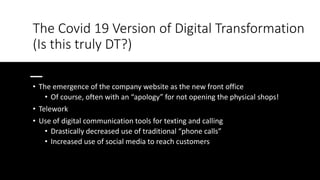 Digital  Strategies: Covid-19 in Context