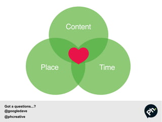 Got a questions...?
@googledave
@phcreative
 