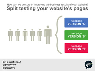 Got a questions...?
@googledave
@phcreative
 