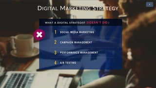 • 2
DIGITAL MARKETING STRATEGY
EACH MUSICIAN REPRESENT A SPECIFIC DIGITAL MARKETING ROLE
Campaign Manager
Performance Manager
Social Media Manager
EACH HAS UNIQUE MUSIC SHEETS WHICH ARE SPECIFIC RESPONSIBILITIES
CTR ppc Budget
Engagement
Tracking Campaigns
analyze performance
Reporting
Brand Awareness
Content Management
Conversions
 