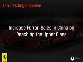 Ferrari’s Key Objective 
Increase Ferrari Sales in China by 
Reaching the Upper Class 
 