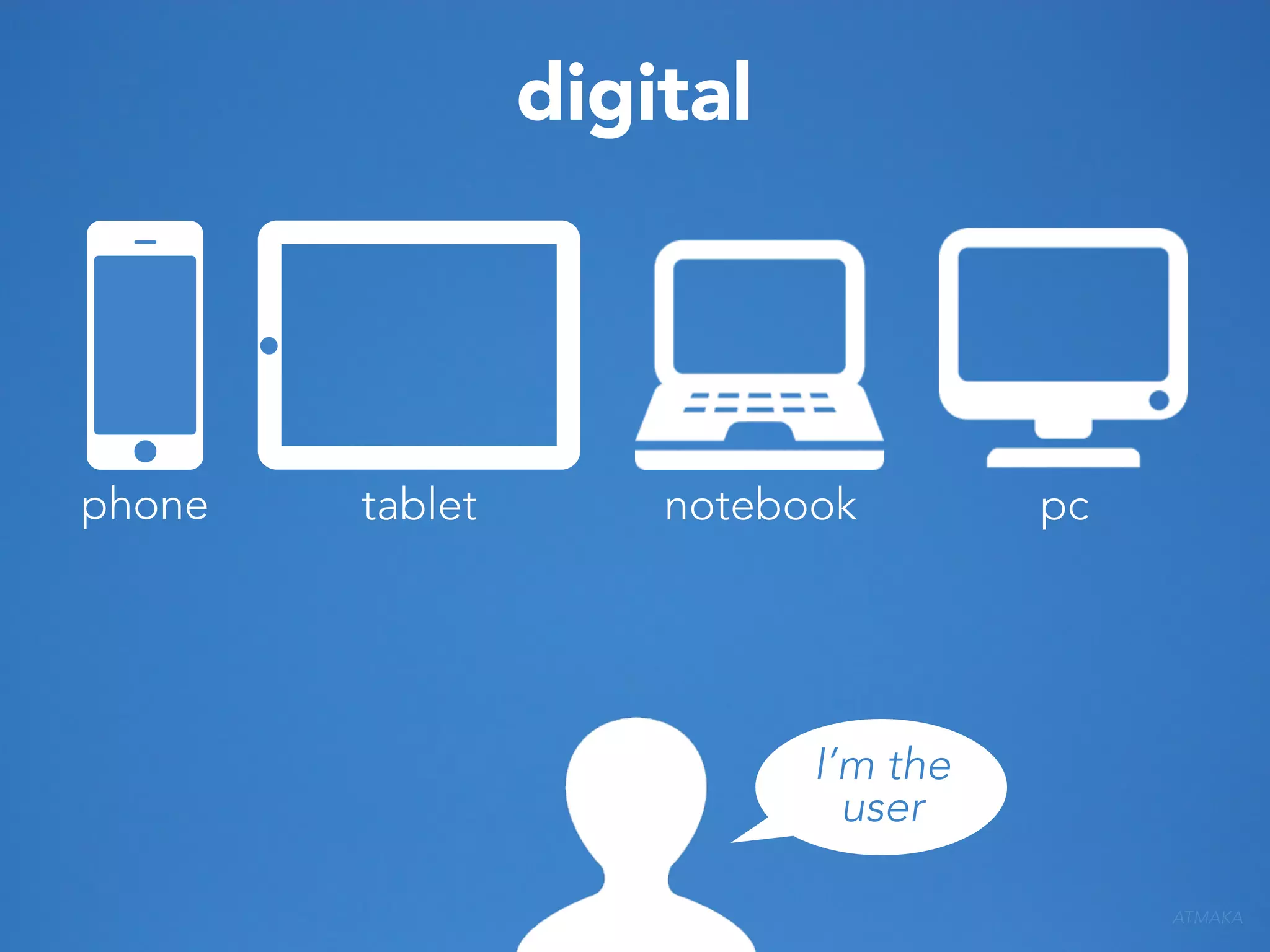 digital

phone

tablet

notebook

pc

I’m the
user
ATMAKA

 