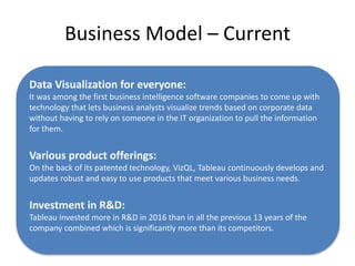 Business Model – Future Vision
Move to Subscription Model:
Tableau will soon shift its focus to subscriptions over perpetu...