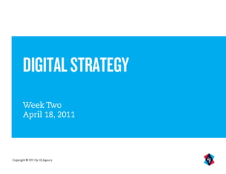 DIGITAL STRATEGY
       Week Two
       April 18, 2011




Copyright © 2011 by IQ Agency
 