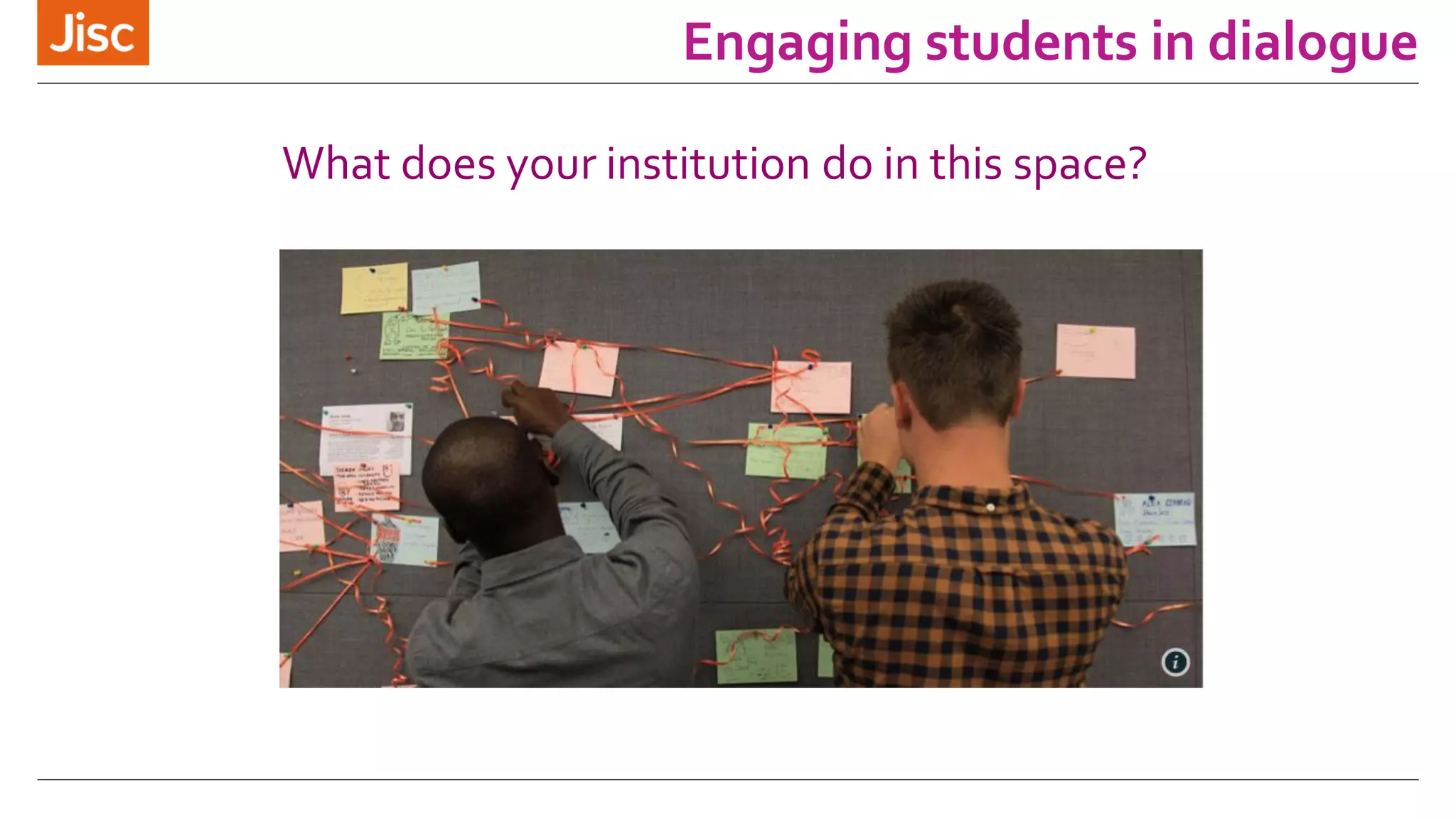 Engaging students in dialogue 
What does your institution do in this space? 
 